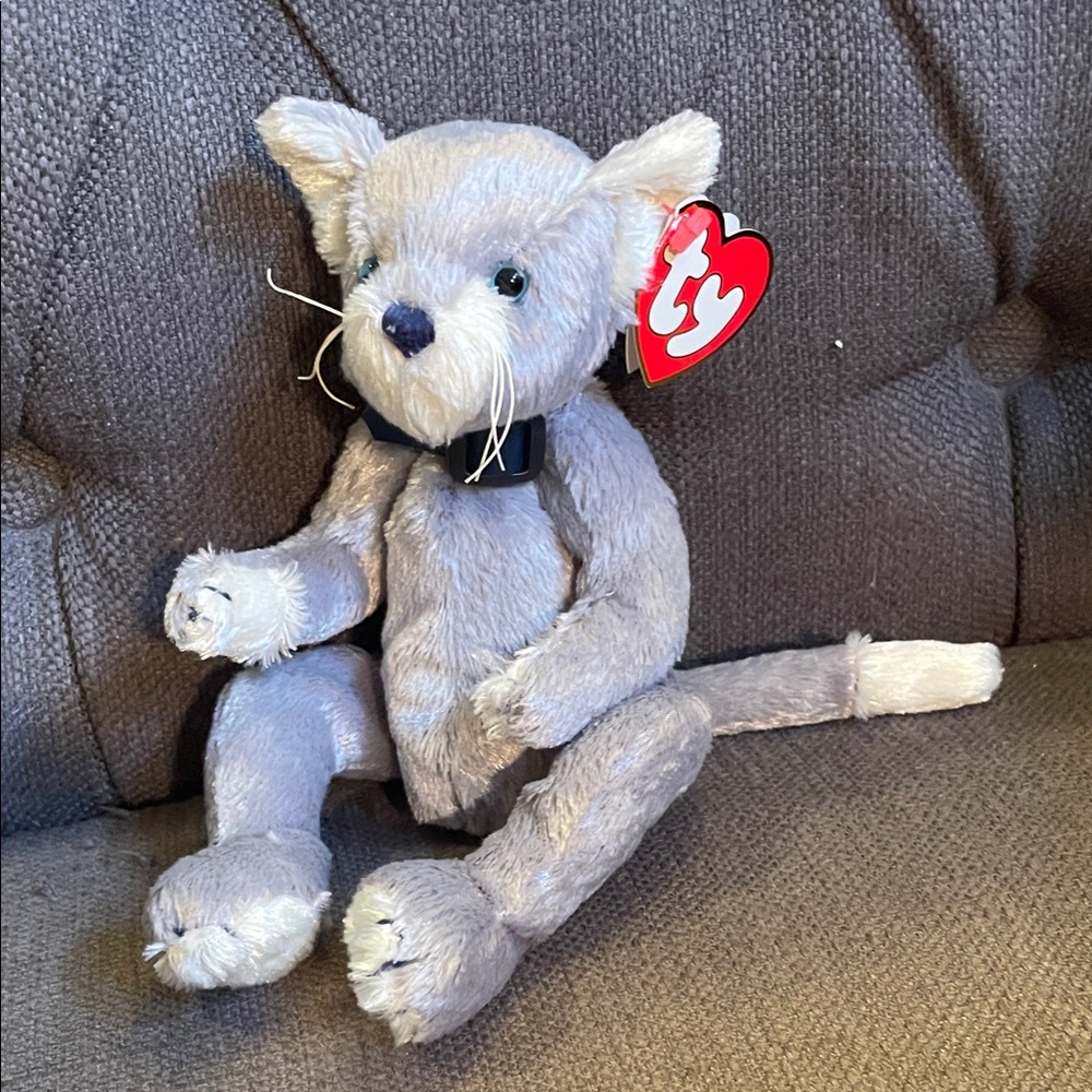 NWT 1993 Fairchild Ty Plush Cat with Black Bow
